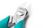 Preview: The image shows a precise pair of pliers with a silver head and turquoise handles. The head has a pointed shape for gripping and cutting wires. The brand is clearly visible.