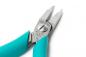 Preview: The image shows a pair of pliers with gray tips and turquoise handles. The pliers are open, the two blades are slim and agile, ideal for precision work.