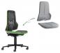 Preview: The image shows an office chair with a detachable backrest and seat. The chair has a black base and green accents. The back parts are gray and padded.