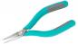 Preview: This is a pair of pointed pliers with long, narrow jaws. The handles are ergonomically designed and made of a turquoise, rubberized material. They are slip-resistant and comfortable.