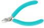 Preview: The image shows a pair of pliers with two long, wide handles in turquoise. The tips of the pliers are narrow and flat, perfect for gripping or cutting fine objects.