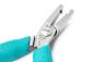 Preview: The image shows a pair of pliers with narrow jaws, used for gripping and manipulating small objects. The handles are light blue and non-slip. It is made of shiny metal.