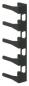 Preview: The image shows a narrow, vertical holder made of black plastic with five forward-facing hooks. The hooks are evenly distributed for hanging items.