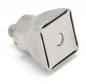 Preview: The image shows a silver, square lamp adapter. It has a smooth, metallic surface and a standardized threaded base for screwing into a socket.