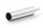 Preview: The image displays a silver, cylindrical metal object. At one end, a black hole is visible, and at the other end, a white cable extends.