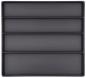 Preview: The image shows a flat, square tray in matte black, divided into four equal rectangular compartments. It has a simple, elegant shape.