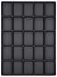 Preview: Das Bild zeigt ein rechteckiges, schwarzes Tablett mit 24 gleichmäßig angeordneten Vertiefungen, die in einem 6x4-Raster angeordnet sind. Die Vertiefungen sind rechteckig und gleich groß.