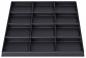 Preview: The image shows a black tray with 15 recessed compartments in a uniform arrangement. It has a rectangular frame and is flat. The compartments are well-suited for storing small items.