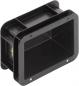 Preview: The image shows a rectangular, black plastic part with open sides. It has a textured surface and is hollow inside, with two holes for mounting. The edges are rounded.