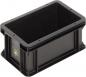 Preview: The image shows a rectangular, black plastic box. It has straight edges and a smooth surface with an opening on top. The walls are sturdy and the box sits on a flat base.