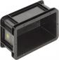 Preview: The image depicts a rectangular, black plastic container without a lid. It has rounded corners and sidewalls that taper slightly inward.