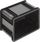 Preview: The image shows a black, rectangular plastic box without a lid. It has sturdy walls and an open top, suitable for storing or transporting items.