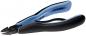 Preview: The image shows a pair of pliers with ergonomically shaped handles. The handles are black and light blue, the cutting edge is sharp and has a metallic surface. Ideal for cutting wires.