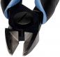 Preview: The image shows a pair of pliers with gray rubber grips. The cutting edge is V-shaped and slightly tapered, featuring one smooth and one serrated edge. It appears sturdy and functional.