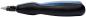 Preview: The image shows a small, ergonomically shaped cutter. The handle is black with blue accents, while the blade is narrow and pointed. The cutter is depicted from the side.
