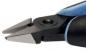 Preview: The image shows the blade of a pair of pliers. It has two pointed, sharp edges that converge towards the center. The handle is blue and black, ergonomically shaped for better grip.