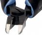 Preview: The image shows a pair of pliers with a black and blue handle coating. The working surface is sharp and precise, ideal for cutting wires or small objects.