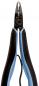 Preview: The image shows a pair of pliers with pointed, narrow tips. The handle is ergonomically designed and made of a mix of black and blue plastic. It is well suited for precise work.