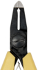 Preview: The image shows a pair of pliers with pointed, narrow tips. The handle is yellow and the pliers have a black, smooth surface. The cutting edge is sharp and straight.