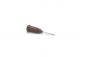 Preview: The image shows a brown object with a narrow, silver end. The upper part has a grippy shape, while the end tapers to a point and rests on a hard surface.