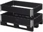 Preview: The image shows two stackable, black plastic boxes with open sides. They feature wavy surfaces and are designed in a flat, rectangular format.