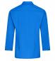 Preview: The image displays the back of a blue shirt with a classic collar. The sleeves are long and feature a button detail at the ends. The surface appears smooth and plain.