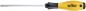Preview: The image shows a screwdriver with a long, narrow metal blade and an ergonomic handle. The handle is black with yellow accents and bears the brand "wiha".