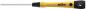 Preview: The image shows a screwdriver with a yellow handle and a black tip. The handle has a non-slip surface and a hexagonal recess. The blade is long and metallic.