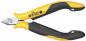 Preview: The image shows a pair of pliers with a metallic, narrow cutting head and ergonomic handles. The handles are black with yellow accents, and an inscription is visible.