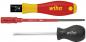 Preview: The image shows three screwdrivers. At the top, a yellow-red screwdriver with a wide blade. In the middle, a red screwdriver with a special tip. At the bottom, a black screwdriver with a simple blade.