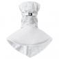 Preview: The image shows a chic, white jacket with a slim upper part and a widely flaring lower part that resembles a skirt. It features a chin closure.
