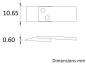 Preview: The image displays a technical drawing of an object with two measurements: 10.65 mm in height and 0.60 mm in width. The object features two round holes at the top and a pointed shape at the bottom.