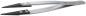Preview: The image displays a large, flat stainless steel tweezer with pointed, black rubber tips. It features two round holes near the top edge and a shiny surface.