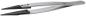 Preview: The image shows a silver tweezer with pointed tips. The handles are slightly curved and made of metal, while the tips are black and non-slip. Ideal for precise gripping.
