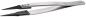 Preview: The image shows a fine stainless steel tweezer. It has sharp, narrow tips and a matte finish. The handles are slightly curved and provide a good grip.