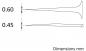 Preview: The image displays two vertical lines of varying widths: one measuring 0.60 mm and the other 0.45 mm. Below the lines, it reads "Dimensions mm". The lines are tapered at the ends.