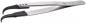Preview: The image shows a stainless steel tweezer. It has a flat, narrow shape with curved tips and non-slip black handles. Ideal for gripping fine objects.