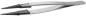 Preview: The image shows a pair of tweezers made from shiny stainless steel. They have long, narrow, pointed tips and a matte coating on the grip area for improved hold.