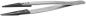 Preview: The image shows a stainless steel tweezer with a pointed tip. The upper half is shiny, while the tips have black rubber inserts that provide a good grip.
