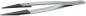 Preview: The image shows a silver tweezer with sharp, black tips. It has a curved shape and is made of stainless steel, with a small screw mechanism in the middle.