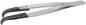 Preview: The image shows a long, narrow tweezer made of stainless steel with two rounded, curved tips. The handles are flat and smooth, with a rubberized area at the ends for better grip.