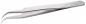 Preview: The image shows a narrow, curved tweezer made of stainless steel. It has a smooth surface and features an engraving with the brand name. The tips are fine and precise.