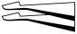 Preview: The image shows two long, narrow, black lines that taper to a point at one end. They are arranged parallel to each other and resemble a stylized depiction of tongs or clamps.