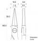 Preview: The image displays a technical drawing draft of a tool or pliers with dimensions in millimeters. There are two views: front and side.