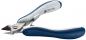 Preview: The image shows a fine pair of pliers with a narrow, curved cutting edge. The handles are ergonomically designed and blue with a softer, gray surface. Ideal for precise cutting.