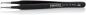 Preview: The image shows a black stainless steel tweezer with slim, curved tips. It features the imprint "KNIPEX" and an item number. The surface is smooth and shiny.