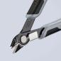 Preview: The image shows a special pair of pliers with pointed, curved blades. The handle is black with gray rubber buffers for better grip. The blades are sharp and metallic.