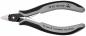 Preview: The image shows a small pair of pliers with gray and black handles. The cutting edge is pointed and narrow, ideal for precision work. Technical details are printed on the handle.