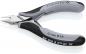 Preview: The image shows a small, pointed pair of pliers with gray and black handles. The pliers have a curved body and a sharp cutting edge, suitable for precise cutting.