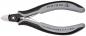 Preview: The image shows a pair of pliers with a gray and black plastic handle. It has a sharp cutting edge at the tip and is designed for cutting wire or fine materials.